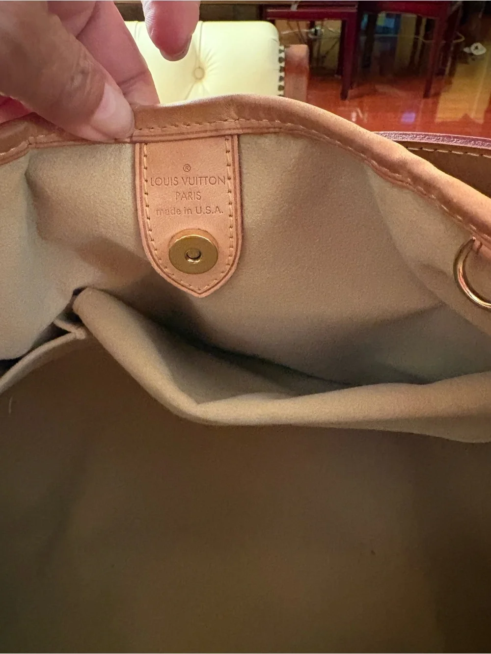 Louis Vuitton Brown Damier Ebene Check Canvas Tote with Gold Hardware